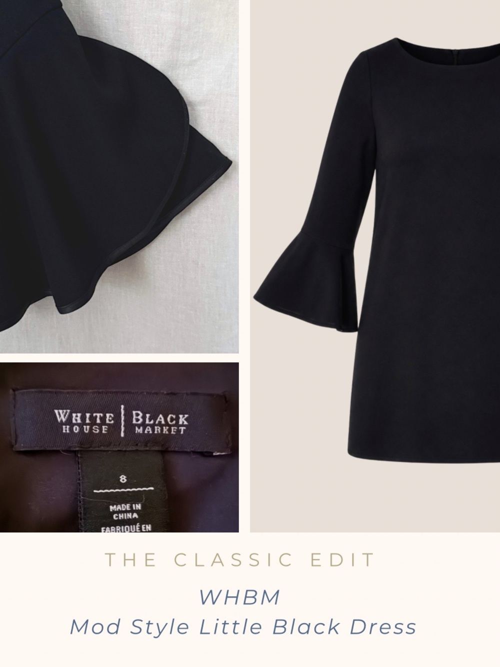 White House Black Market | Bell Sleeve LBD | Mod